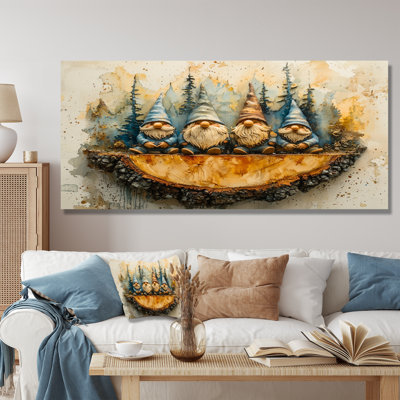 «Autumn Gnomes Family Into The Woods V», art mural encadré gnome