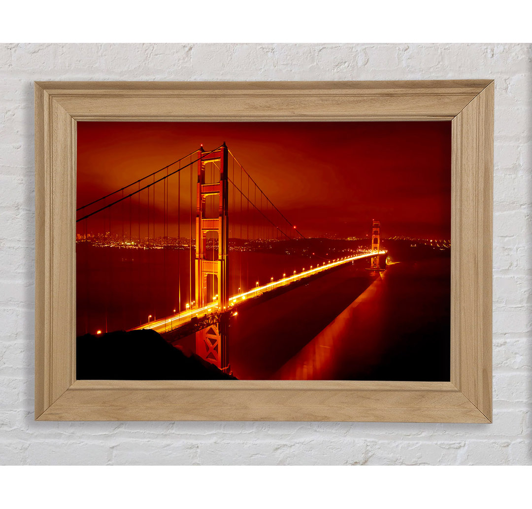 San Francisco Golden Gate Bridge Rotes Glühen - Einzelner Bilderrahmen Kunstdrucke