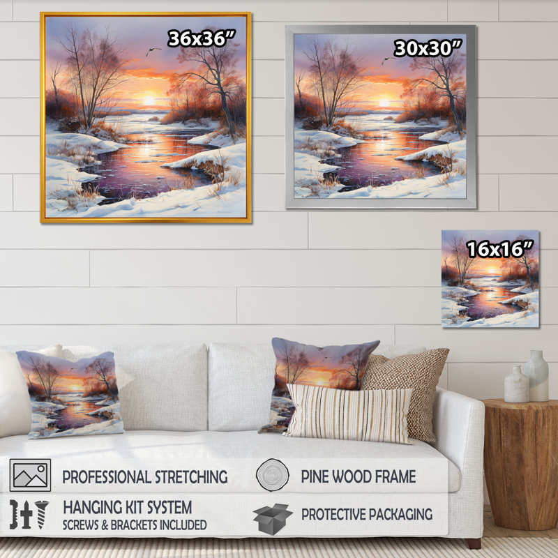 Charme du lever du soleil en hiver, Toile tendue, 30" H x 30" W