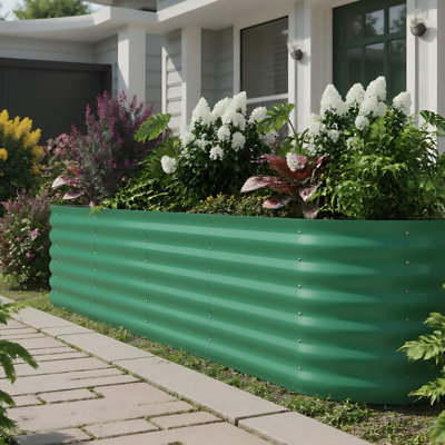 Jardinière surélevée galvanisée 8 pi 2 po x 1,5 pi, jardinière en métal de 18 po de hauteur pour plantes, légumes, jardin surélevé résistant à la rouille pour le jardinage, jardinière extérieure facile à assembler et jardinières