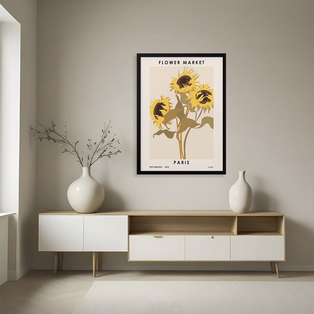 Pop Art & Retro "Flower Market. Paris" by NKTN Framed Print Wall Art R2H Modern Overall 