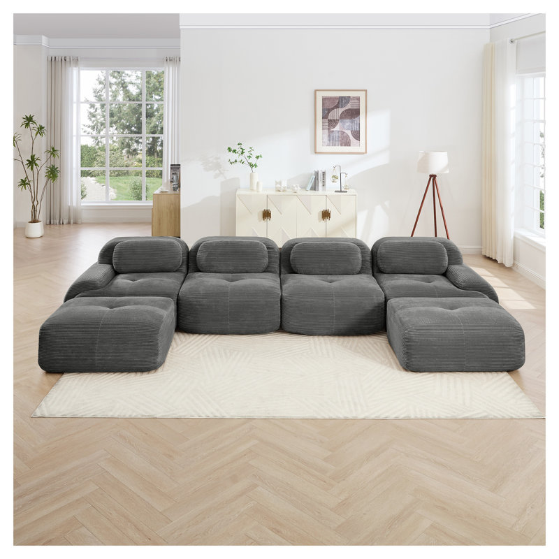 Canapé modulaire gris en U modulaire en forme de U, aucun assemblage requis