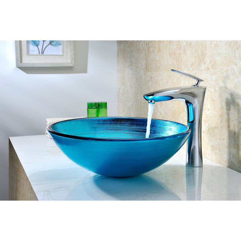 Lavabo de salle de bain vasque circulaire en verre trempé Taba Lustrous