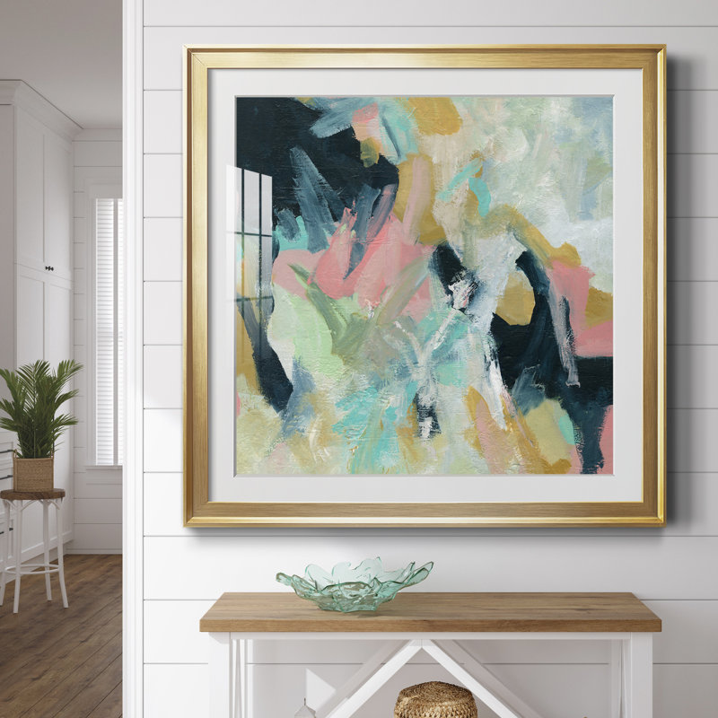 Vitalité - peinture encadrée, H 34,5 po x l 34,5 po x P 1,5 po, Papier encadré doré