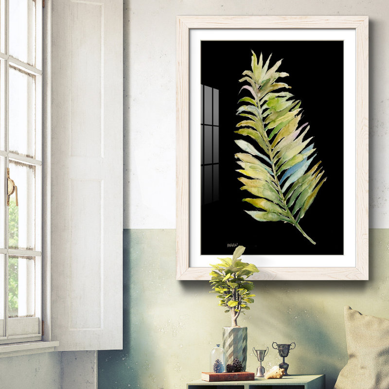 Frond - reproduction de cadre photo sur papier, H 31,5 po x l 23,5 po x P 1,5 po, Papier encadré blanc