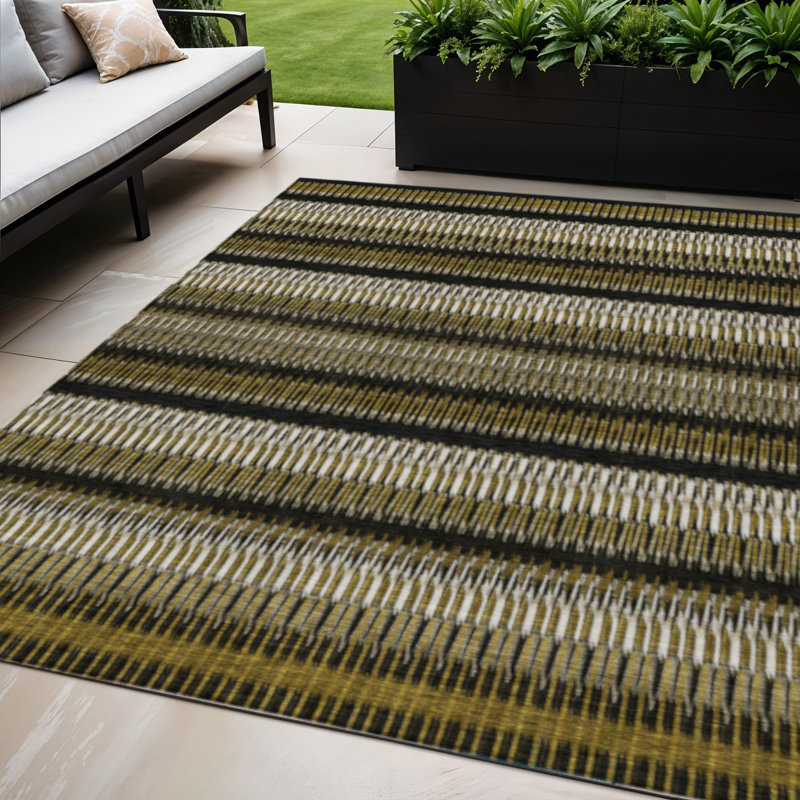 Tapis intérieur lavable rayé ivoire 5 pi x 8 pi, Rectangle 5' X 8'
