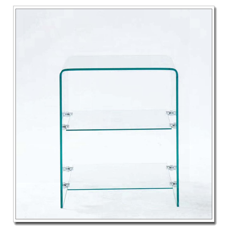 Table d'appoint 2 couches en verre trempé, table de canapé en verre transparent