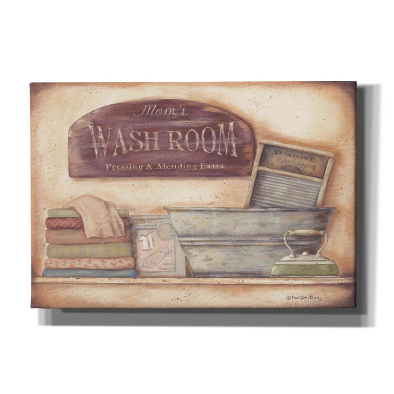 «Mom's Wash Room» par Pam Britton, art mural sur toile, H 18 po x l 26 po x P 0,75 po