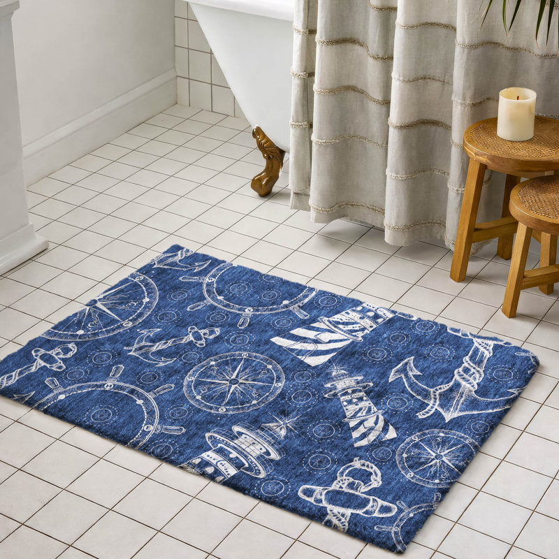 Premium Machine Washable Dream Shag Nautical Rug, Navy, 2'6" x 3'10"