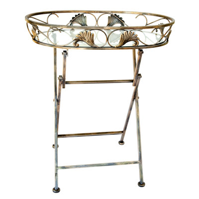 Glass Top Cross Legs End Table
