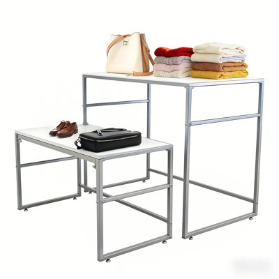 Set of 2 Nesting Display Tables 41.46" W x 24.02" D x 32.76" H and 38.7" W x 20.16" D x 23.23" H