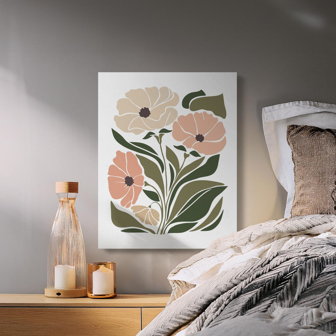 Floral Canvas Wall Art, Neutral Flower Print, Gallery Wrapped Canvas, Modern Home Decor, Ready to Hang, Archival Ink