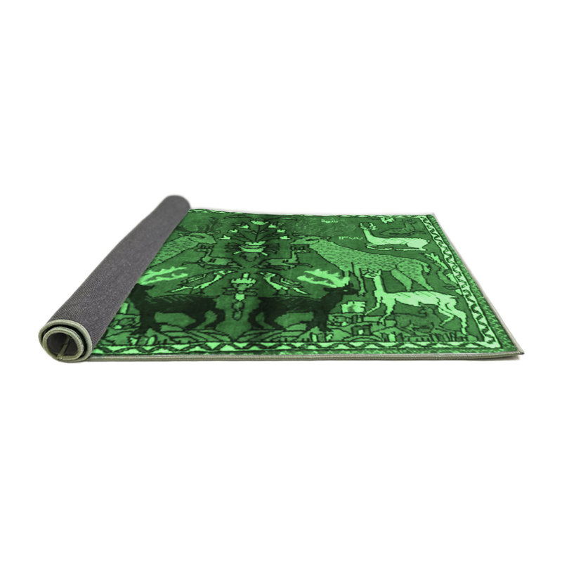 Tapis vert / gris / noir en laine et polyester tissé à la machine Dean-Alexander, Carré 8 pi