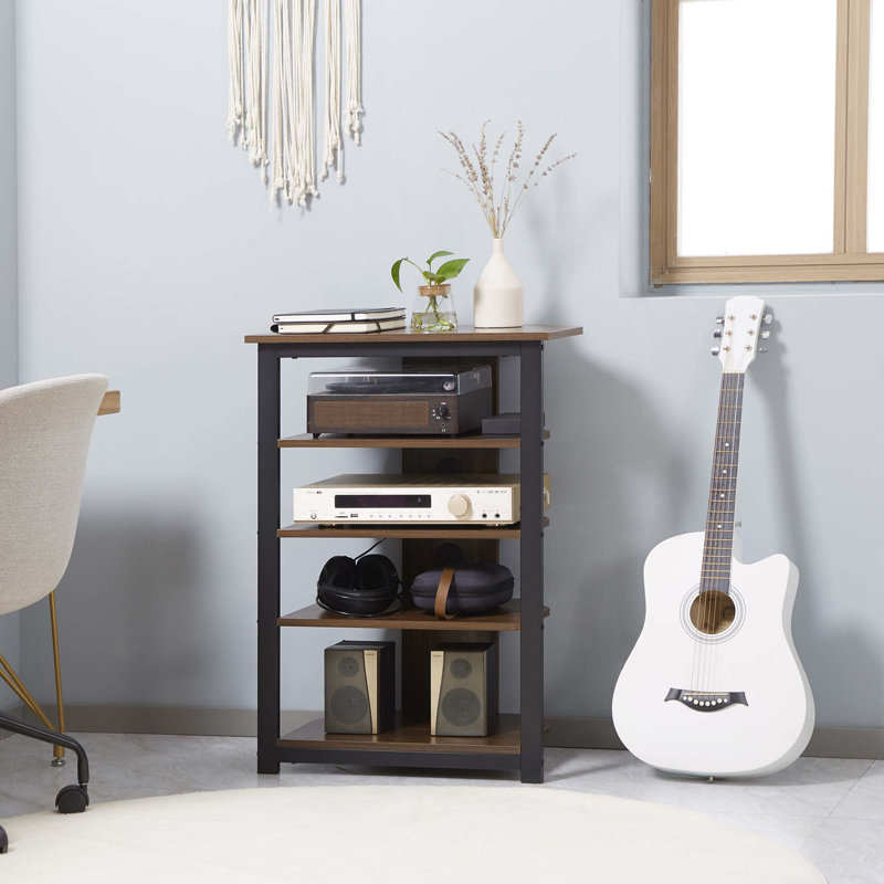 TV Stand, AV Media Stand, Corner Audio Tower With Storage Shelves And Steel Frame, Living Room Storage