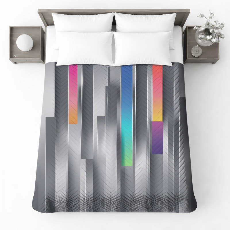 Vertical Gradient Bars Quilted Bedspread All Sizes, Twin