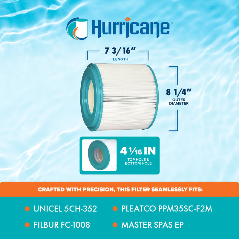 Hurricane Advanced Spa Filter Cartridge for Pleatco PM35SC-F2M & Unicel 5CH-352 (4 Pack)
