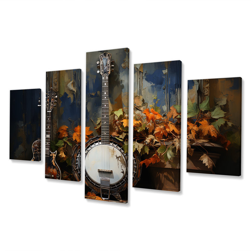 Chêne doré Banjo Resson II - musique, art mural multi-panneaux