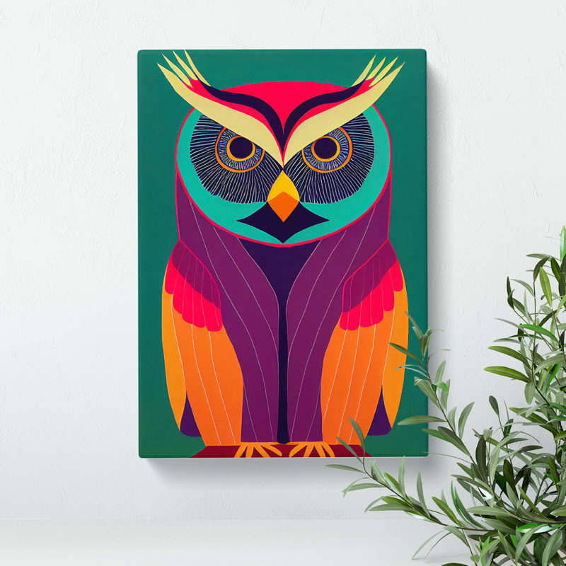 XC1022-1619X Colourful Owl Art No.2 Abstract - Wrapped Canvas Print