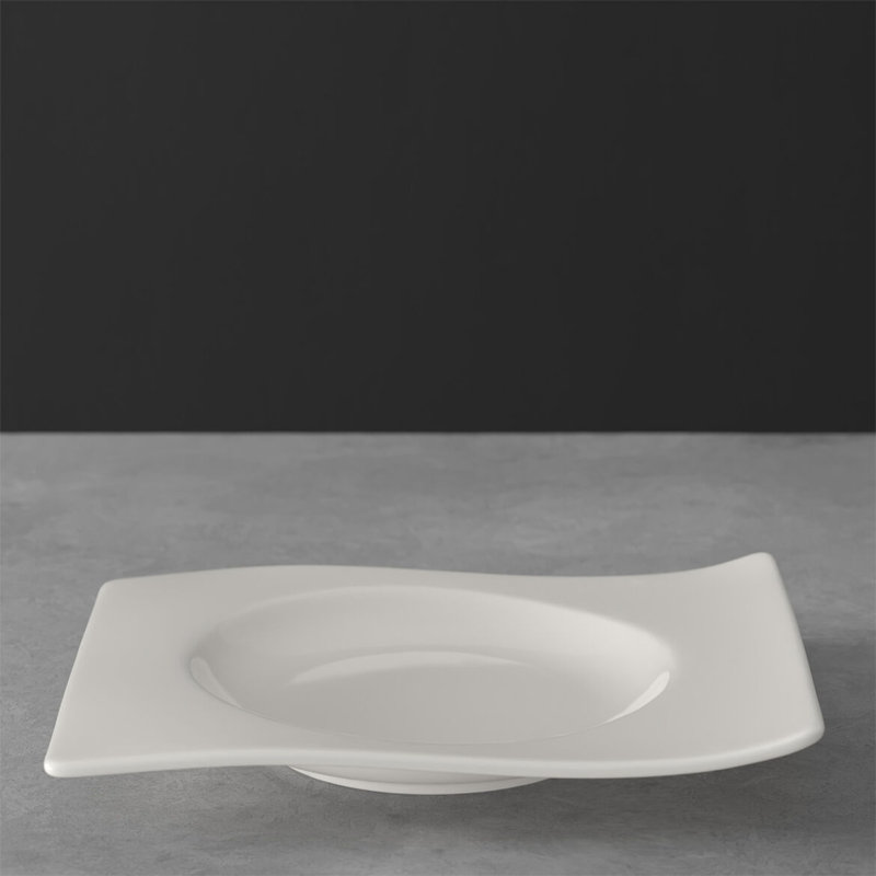 Assiette à salade carrée Villeroy & Boch New Wave, 9,5 po, porcelaine de qualité supérieure, blanc