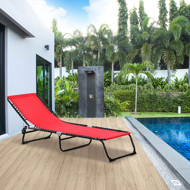 Outsunny Folding Chaise Lounge Pool Chair, Red