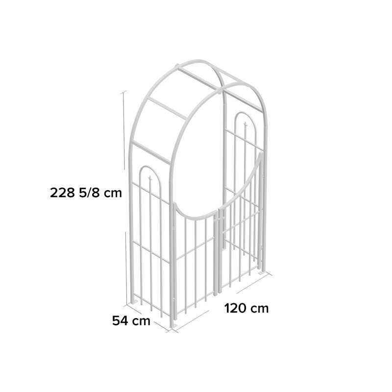 17.27cm W x 17.27cm D Steel Arbour with Gate, Brushed Bronze
