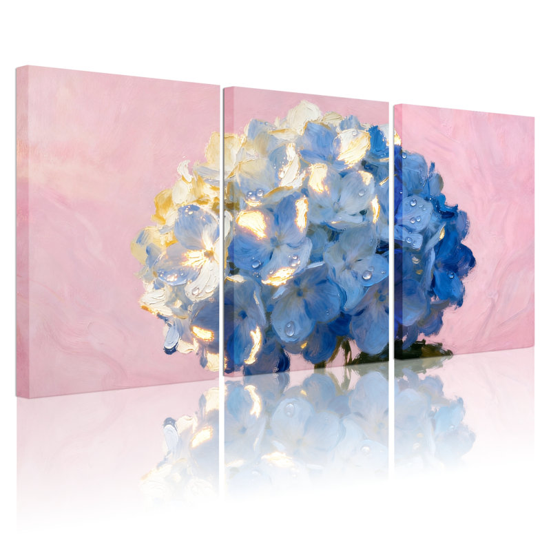 Hortensia, ensemble de 3 impressions sur toile, H 18 po x l 36 po