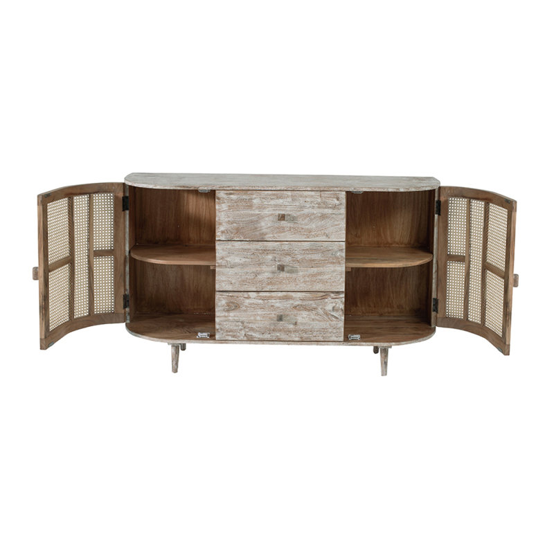Tv Console With Cane Doors