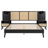 Queen Size Solid Wood Bed Frame With 2 Nightstands, Elegant Design With Lamps, Rattan And Wood Combination-168975981