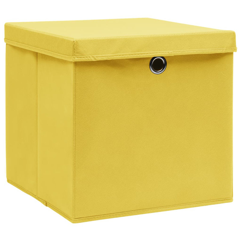 Storage Boxes with Lids Fabric, Yellow, 28cm H x 28cm W x 28cm D
