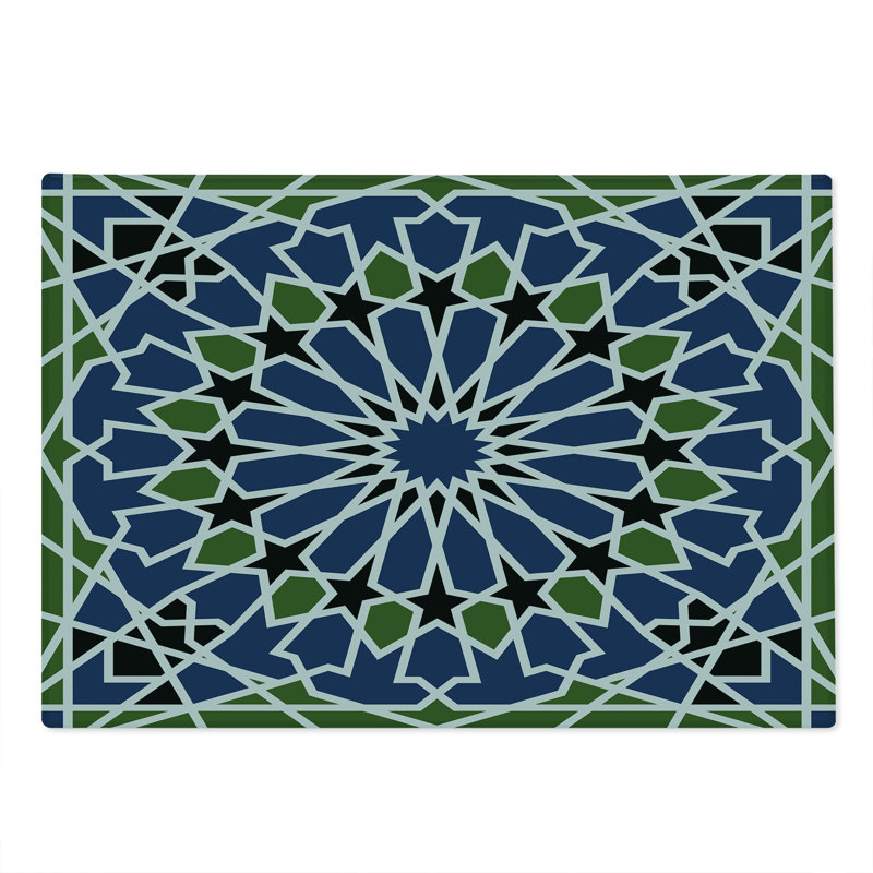 Planche à découper Ambesonne Orient grande taille Mandala vert olive / vert foncé