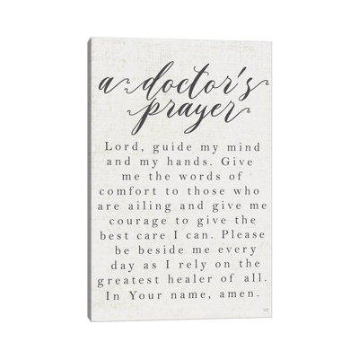 «A Doctor's Prayer», reproduction d'art textuel sur toile tendue