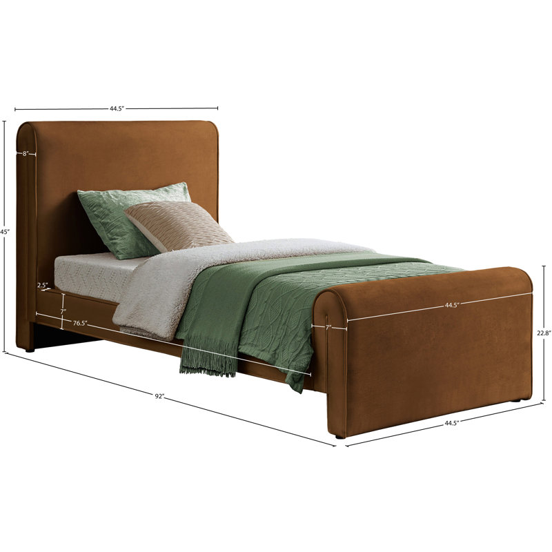 Sloan Sadete Upholstered Platform Bed, Saddle Velvet, Twin