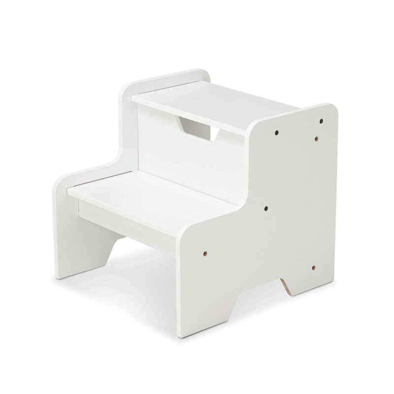 Ahlijah Wooden Step Stool - White, White