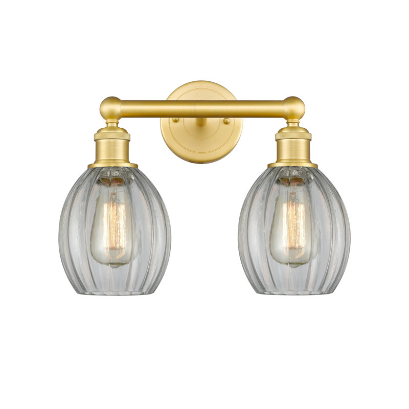 Éclairage pour meuble-lavabo à 2 lumières 14,5 pouces Bolduc, Transparent, Or satiné