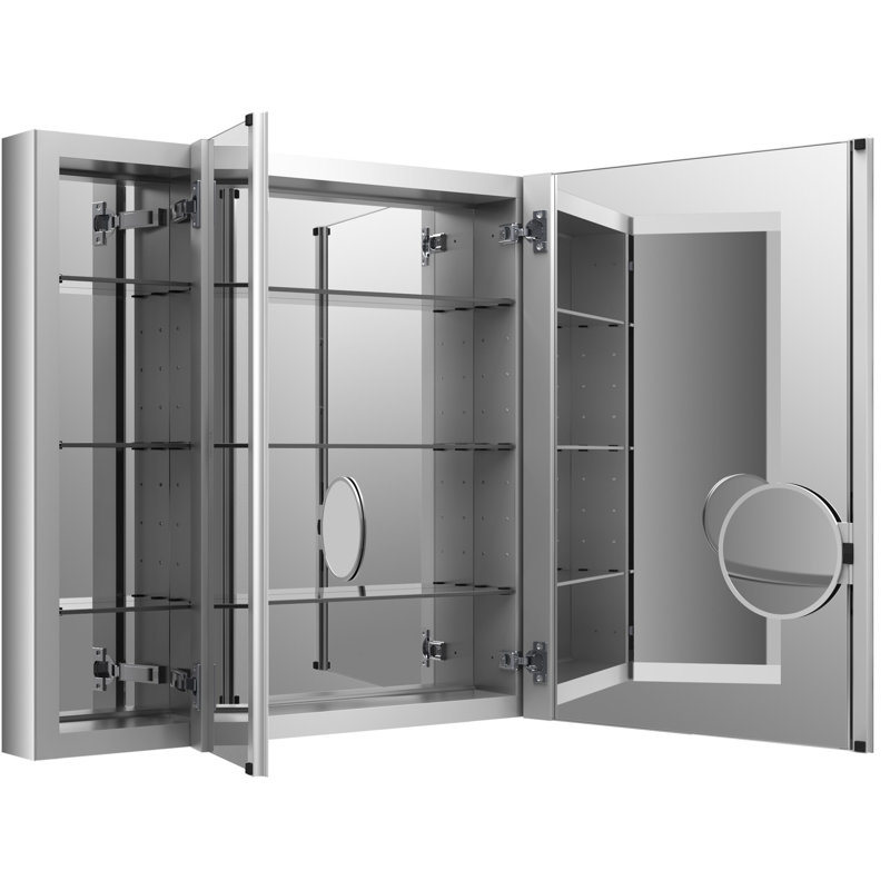 Armoire à pharmacie en aluminium l 40 po x H 30 po avec miroir grossissant réglable et porte à fermeture lente Verdera