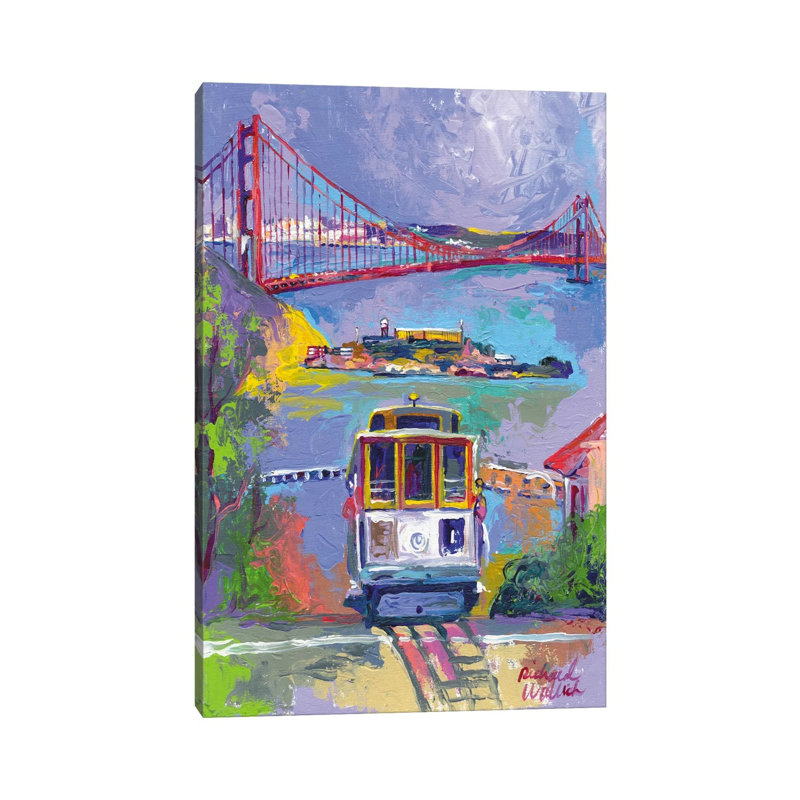 San Francisco by Richard Wallich - Painting on Canvas, 20.32 cm H x 30.48 cm W, No Frame