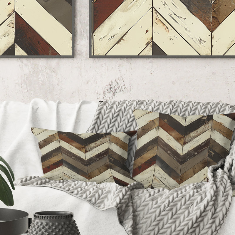 Coussin brun foncé à chevrons dynamiques I - Modern