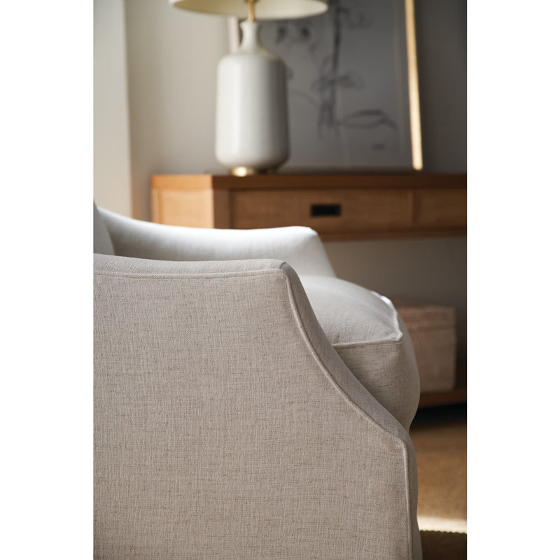 Swivel Armchair, 38"H x 39"W x 33"D, Beige, Cotton Blend