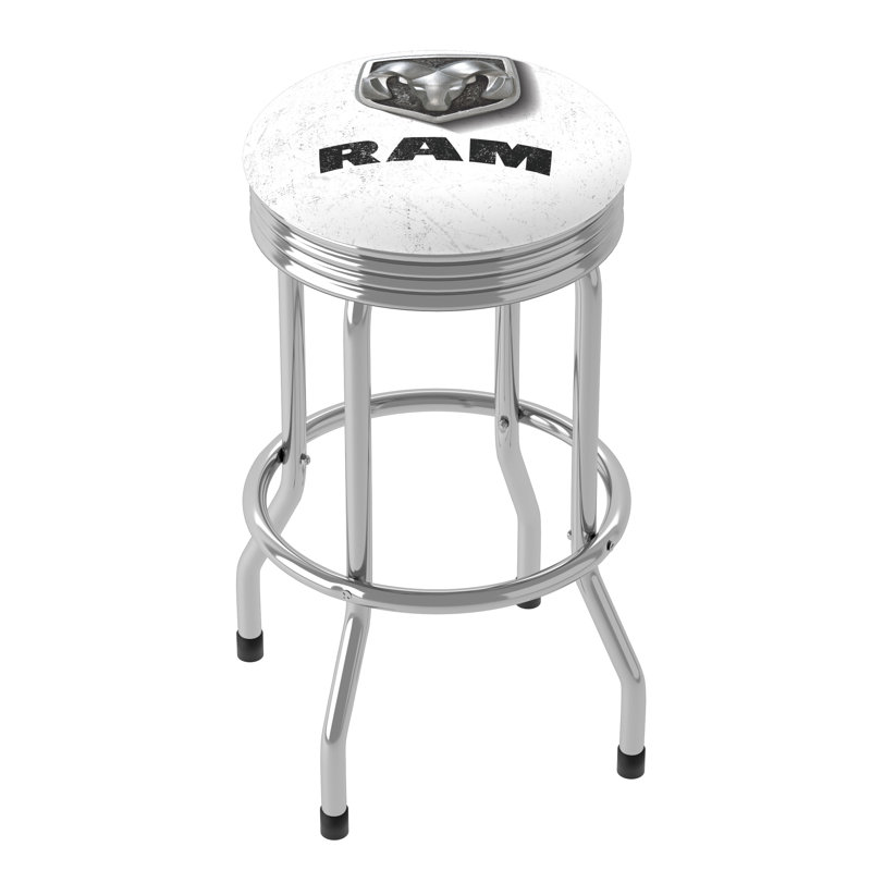 White Vinyl Swivel Bar Stool with Metal Frame