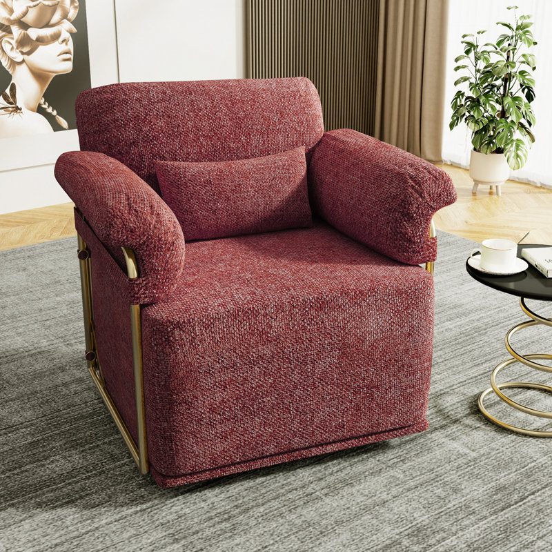 Fauteuil demi-tonneau rembourré et pivotant, Rouge