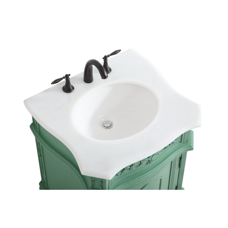 Ensemble de meuble-lavabo simple 24 po Berkshire, Menthe rétro, Blanc
