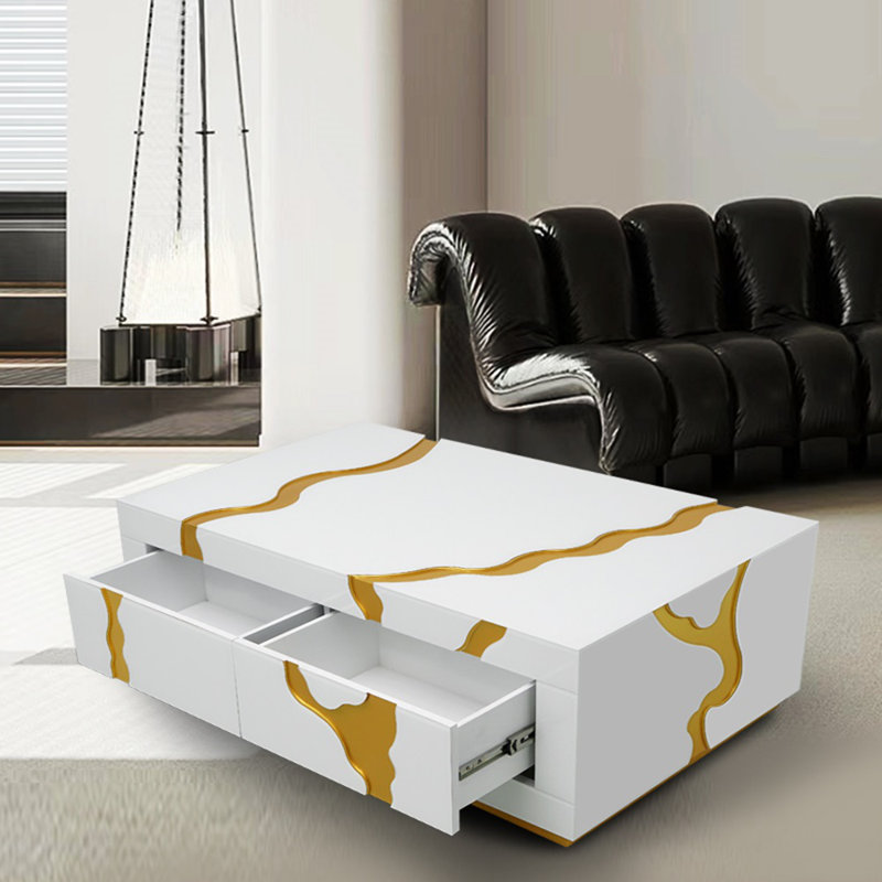 Table basse 48 po rectangulaire en verre blanc Mixon Design