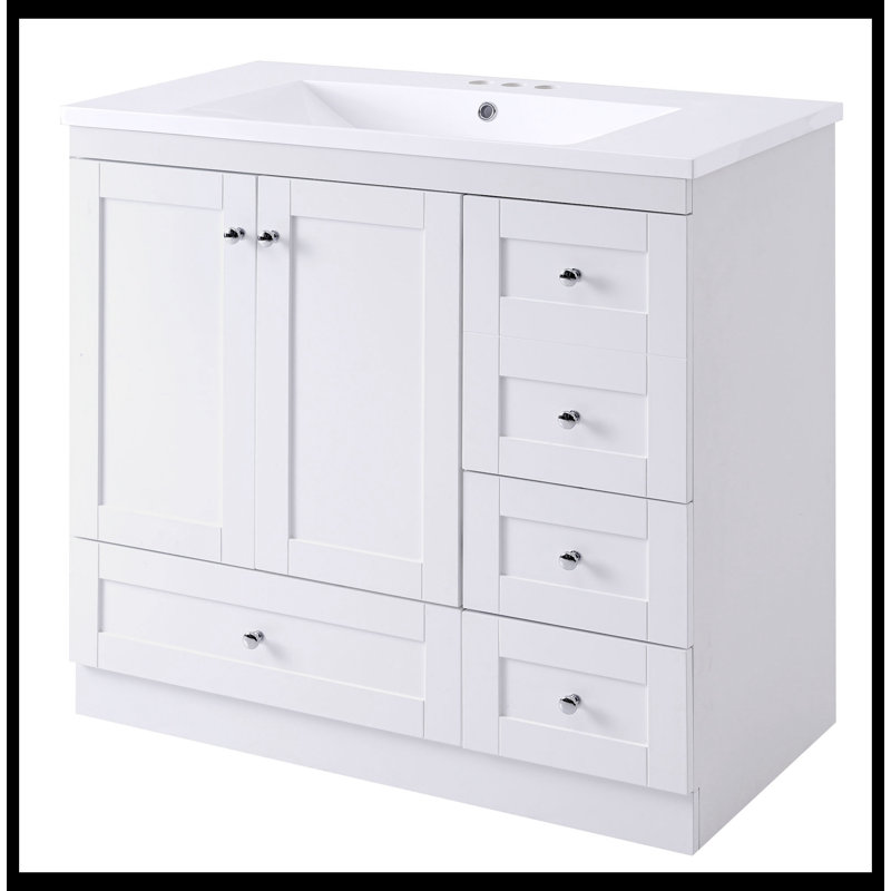 Ensemble de meuble-lavabo simple 17,90 po avec plateau en résine Fahiza, Blanc