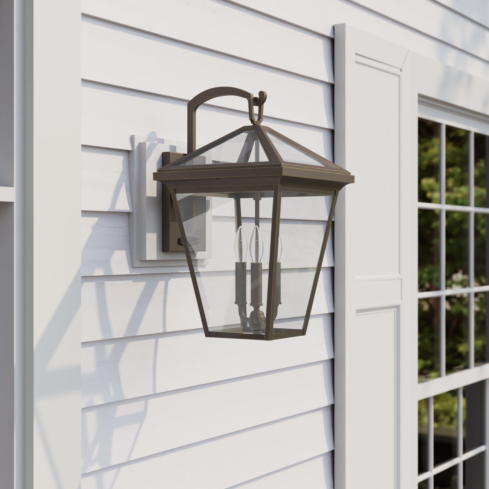 Lalla 3 Light Empire Outdoor Wall Light, Oil Rubbed Bronze, 14" H x 8" W x 9" D, 2 Lights