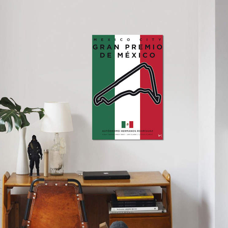 « f1 mexico course track », reproduction d’impression sur toile, H 40 po x l 26 po x P 1,5 po, Toile tendue, Pas de tapis