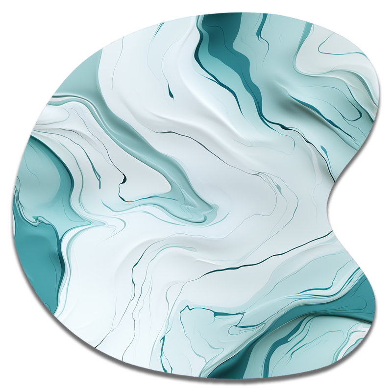 Lgith Green Zen Marble Harmony Channel - Art abstrait en métal marbré en forme de goutte irrégulière, H 27 po x l 27 po