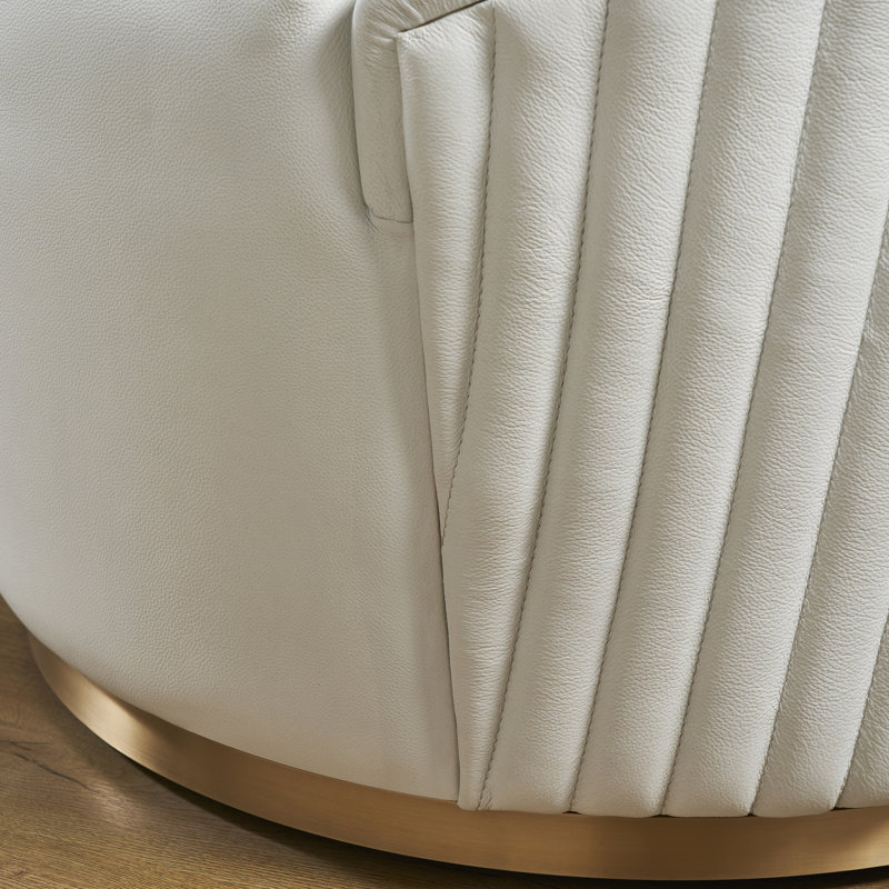 Fauteuil pivotant en cuir Dawson noir, Cuir véritable blanc