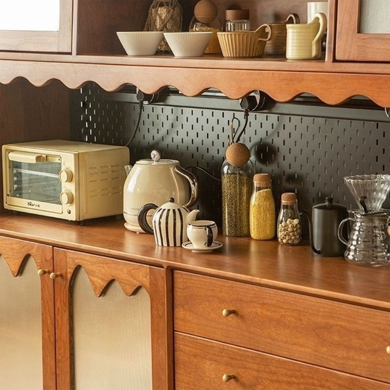 Buffet en bois de noyer massif, 68.5"H×58.66"L×17.32"W