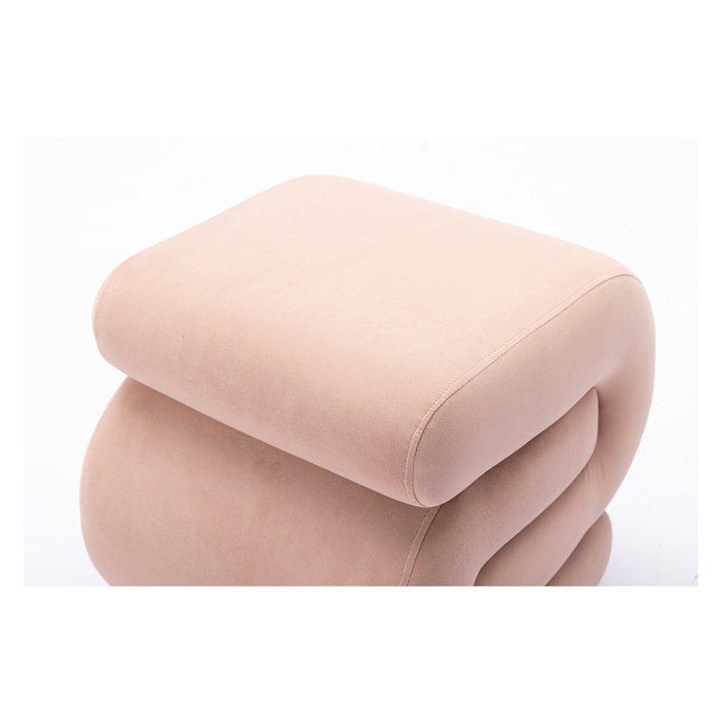 50cm Wide Velvet S-Shaped Solid Colour Footstool Ottoman, Pink