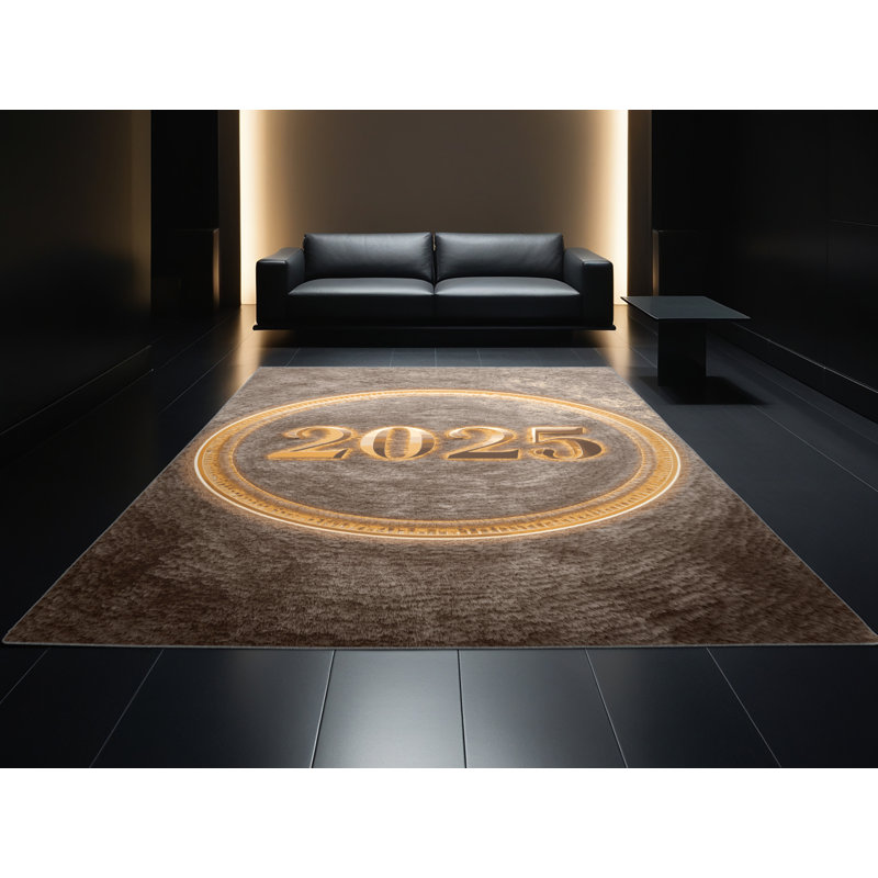 Soft Plush Etamin New Years Modern & Contemporary Abstract Area Rug in Gray – Gray Binding, 8x12